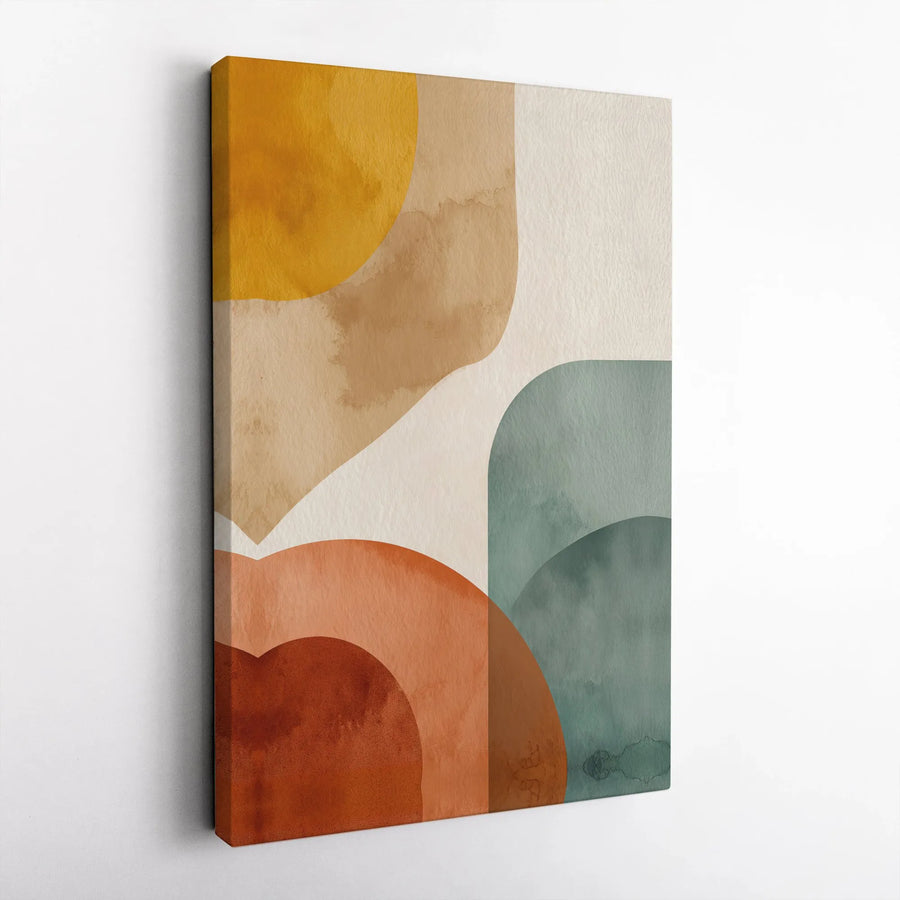 Abstract Watercolor Canvas Wall Art | Earth Tone Geometric Shapes | Premium Gallery-Wrapped 1.25 Inch Profile | Modern Minimalist Home Decor Gift