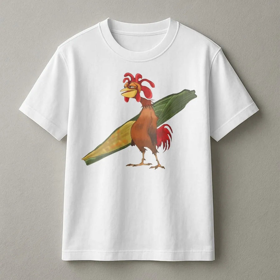 Surfing Chicken Graphic T-Shirt | Funny Rooster Beach Design | Premium Cotton Soft Crewneck | Summer Vacation Gift For Surfer Men And Women