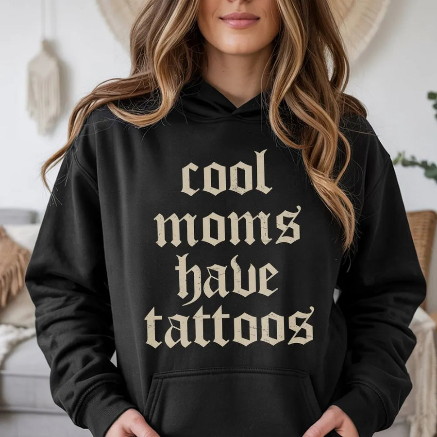 Cool Moms Have Tattoos Shirt | Retro Gothic Lettering Graphic Tee | Premium Comfort Colors Cotton | Gift for Tattooed Mom, Mother's Day Present