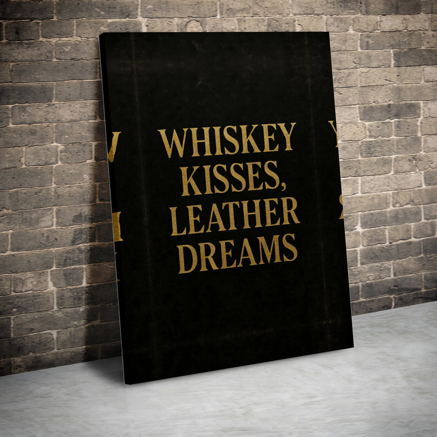 Whiskey Quote Canvas Print | Minimalist Gold Typography Wall Art | Premium Gallery Wrap Canvas | Man Cave Decor & Whiskey Lover Gift
