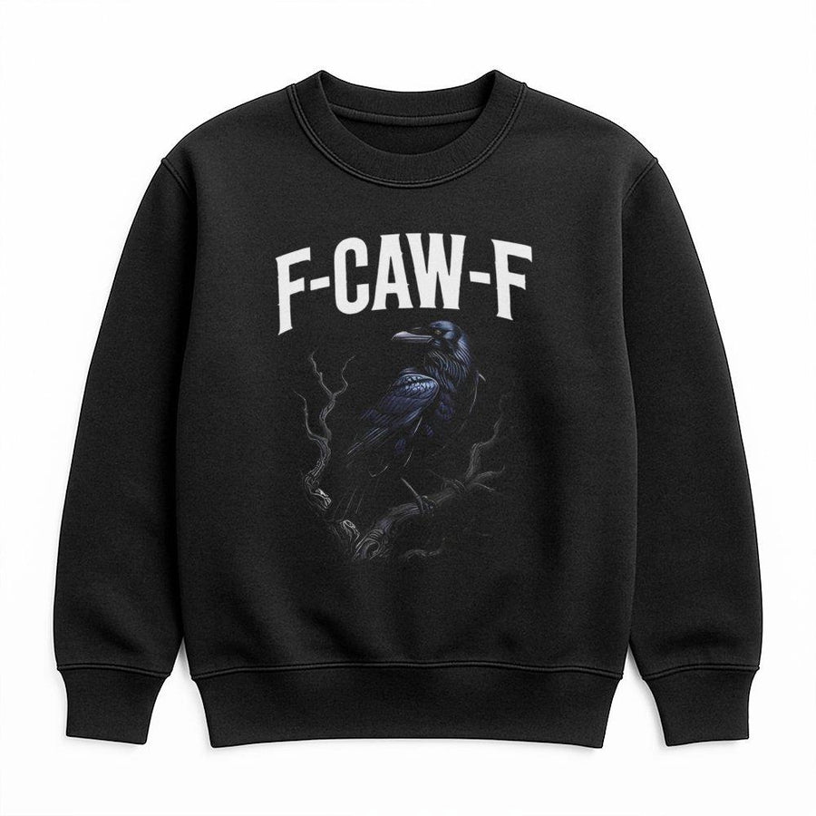 F-CAW-F Raven Sweatshirt | Gothic Crow Tree Graphic Design | Premium Cotton Blend | Funny Sarcastic Gift for Bird Lovers and Dark Aesthetic Fans