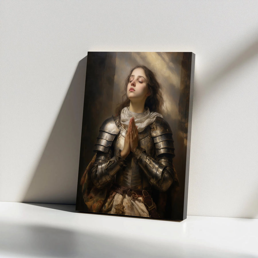 Female Knight Prayer Canvas Print | Renaissance Style Female Warrior | Premium 1.25" Thick Gallery Canvas | Christian & Fantasy Art Collector's Gift