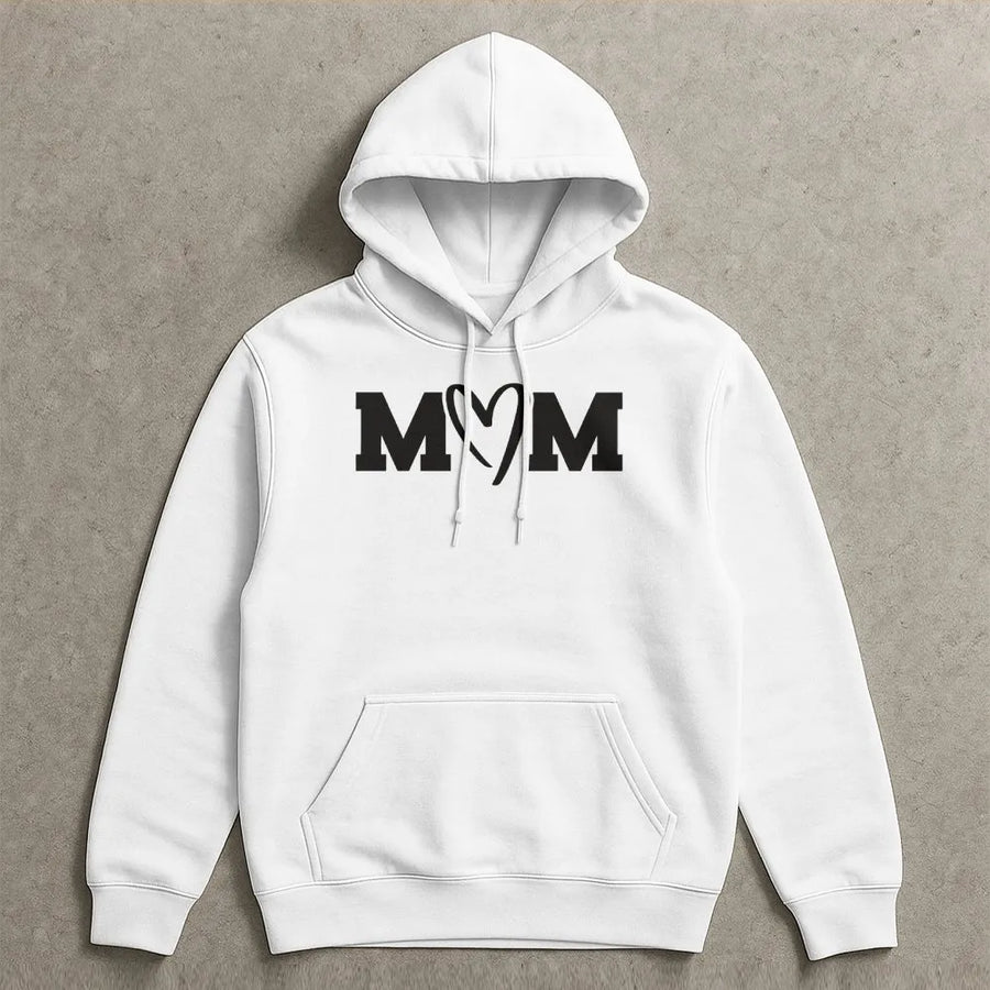 Mom Hoodie with Heart | Minimalist Mama Graphic Crewneck | Soft Cotton Blend Pullover | Mothers Day Gift for New Mom