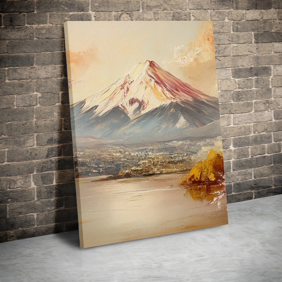 Mount Fuji Canvas Wall Art | Impressionist Sunrise Landscape | Premium Gallery-Wrap Print | Japanese Decor Gift For Home Office