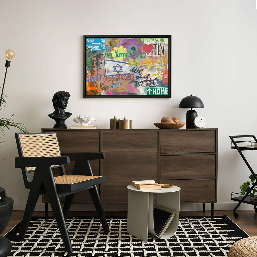 Am Yisrael Chai Wall Art | Israel Flag Graffiti Canvas Print | Premium Gallery Wrapped Decor | Jewish Heritage Peace Gift for Home