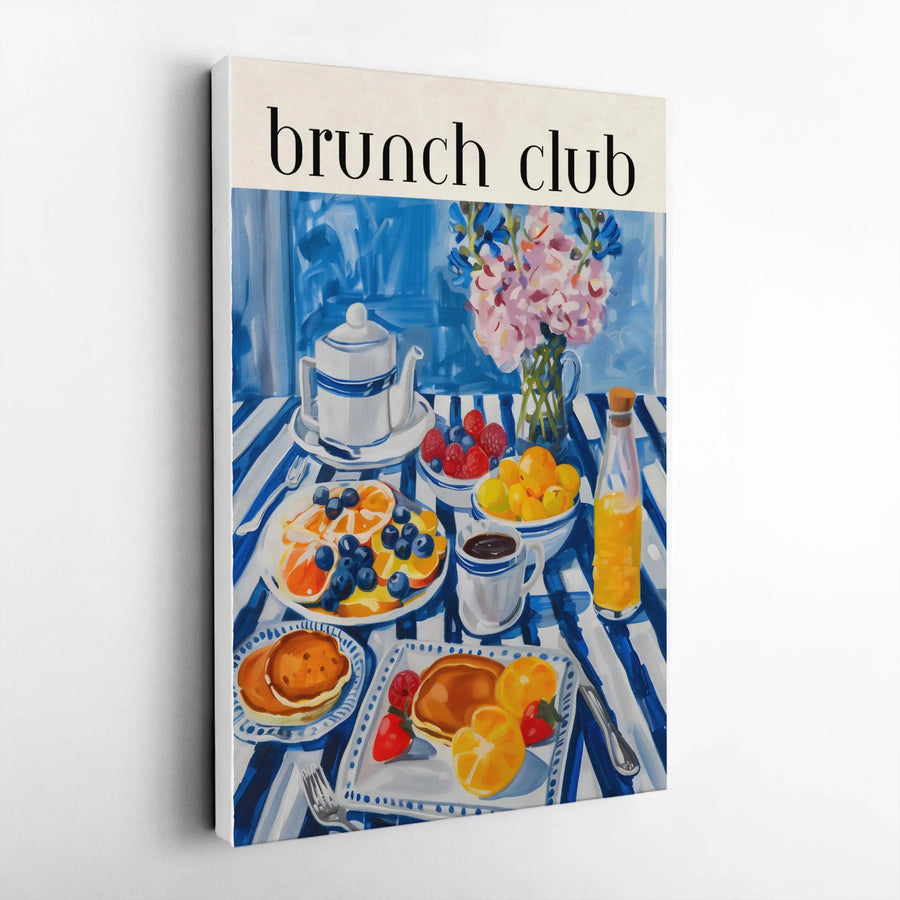Brunch Club Canvas Wall Art | Vibrant Food Scene Painting Print | Premium Gallery Wrapped Canvas | Kitchen & Dining Room Decor Gift