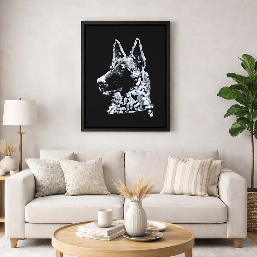 German Shepherd Dog Wall Art | Abstract Minimalist Portrait | Gallery Quality Canvas Print | Premium Modern Home Decor Gift