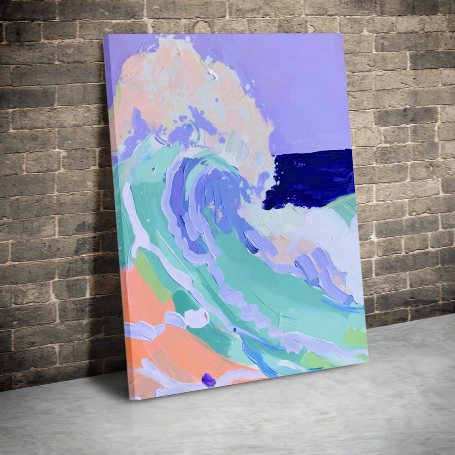 Abstract Pastel Ocean Wave Canvas Wall Art | Modern Impasto Beach Print | Gallery-Quality Framed Decor | Serene Coastal Home Gift