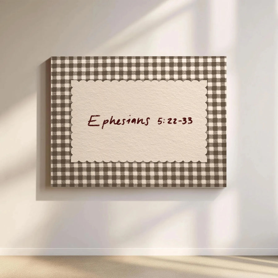 Ephesians 5 Scripture Wall Art | Gingham Farmhouse Bible Verse Print | Premium Canvas Decor | Christian Wedding Gift for Couple