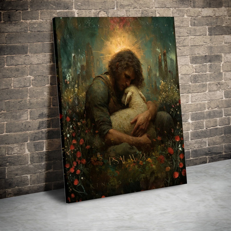 Psalm 23 Jesus Good Shepherd Wall Art | Religious Canvas Print | Fade-Resistant Premium Home Decor | Spiritual Gift for Christian Believers