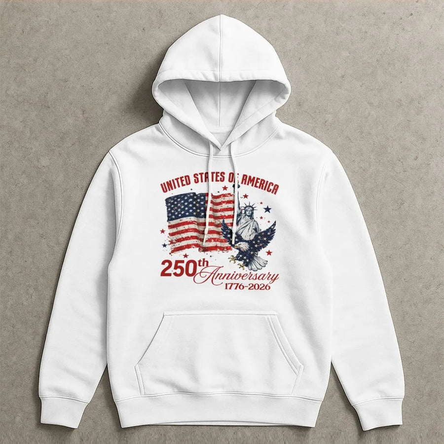 USA 250th Anniversary Hoodie | Vintage American Flag 1776-2026 Design | Premium Cotton-Blend | Patriotic 4th of July Collector's Gift