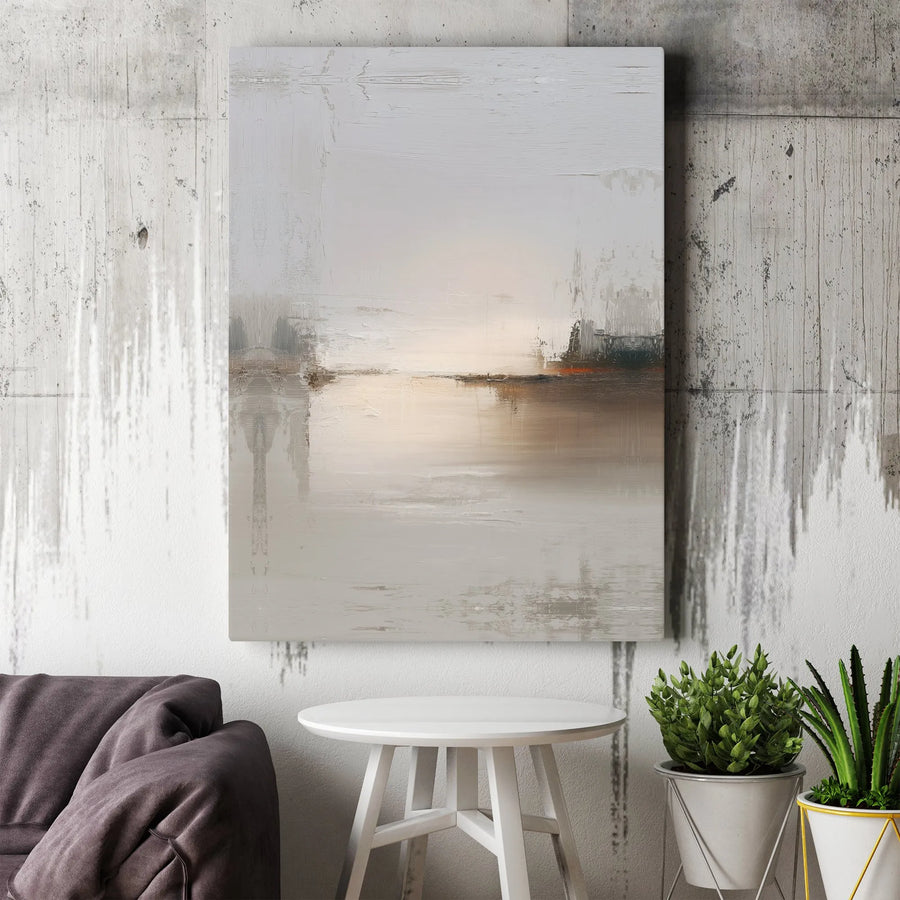 Abstract Landscape Canvas Wall Art | Neutral Minimalist Scenery Print | Premium Gallery Wrap 1.25 Inch Frame | Modern Home & Office Decor Gift