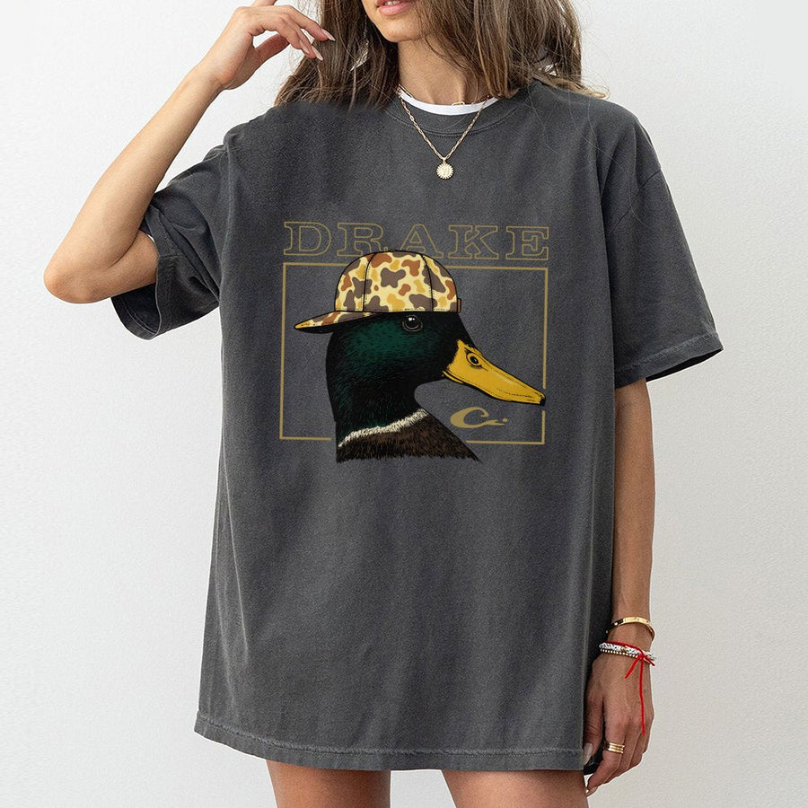 Mallard Duck T-Shirt | Camo Hat Graphic Print | 100% Cotton Premium Apparel | Outdoor Hunting Gift for Duck Hunters
