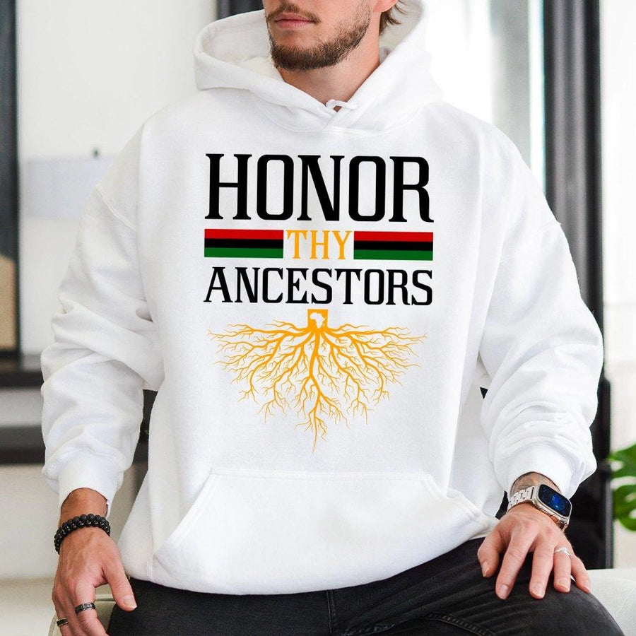 Honor Thy Ancestors Hoodie | Pan-African Tree Root Graphic | Premium Cotton Blend Unisex Sweatshirt | Black History Month Gift for Adults