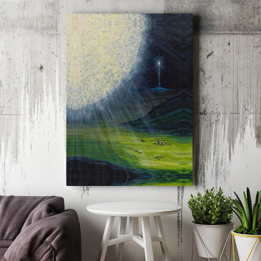 Nativity Canvas Wall Art | Angels Announcing to Shepherds | Premium Gallery Wrap Print | Christian Religious Home Decor Gift