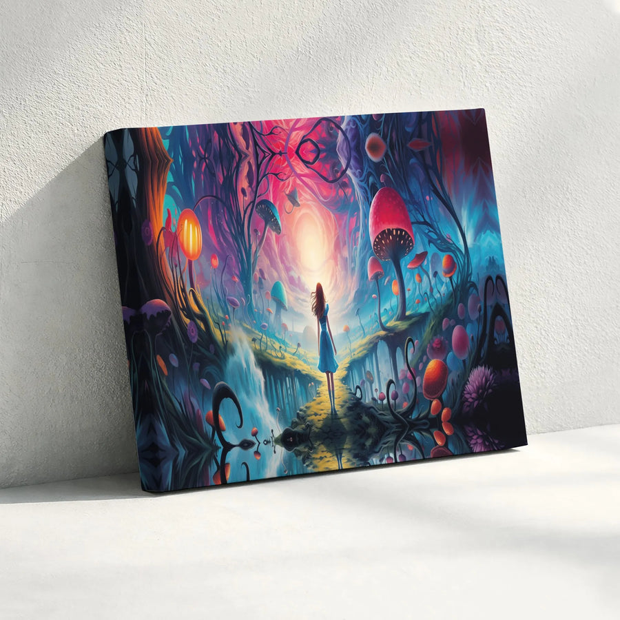 Magical Mushroom Forest Canvas Art | Surreal Fantasy Landscape Print | 1.25 Inch Premium Gallery Wrap | Whimsical Wall Decor for Living Room