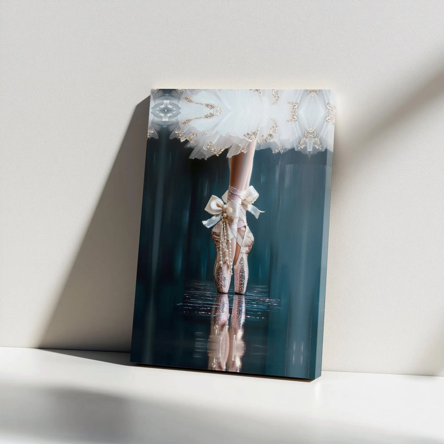 Ballerina Canvas Wall Art | Elegant Pointe Shoes and Tutu Print | Premium Gallery Wrap Canvas | Gift for Dancers & Girls Room Decor