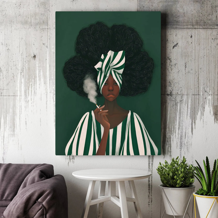 Black Woman Art Print | Afro Aesthetic Fashion Wall Decor | Gallery Quality Premium Canvas | Bold Statement Piece For Modern Home