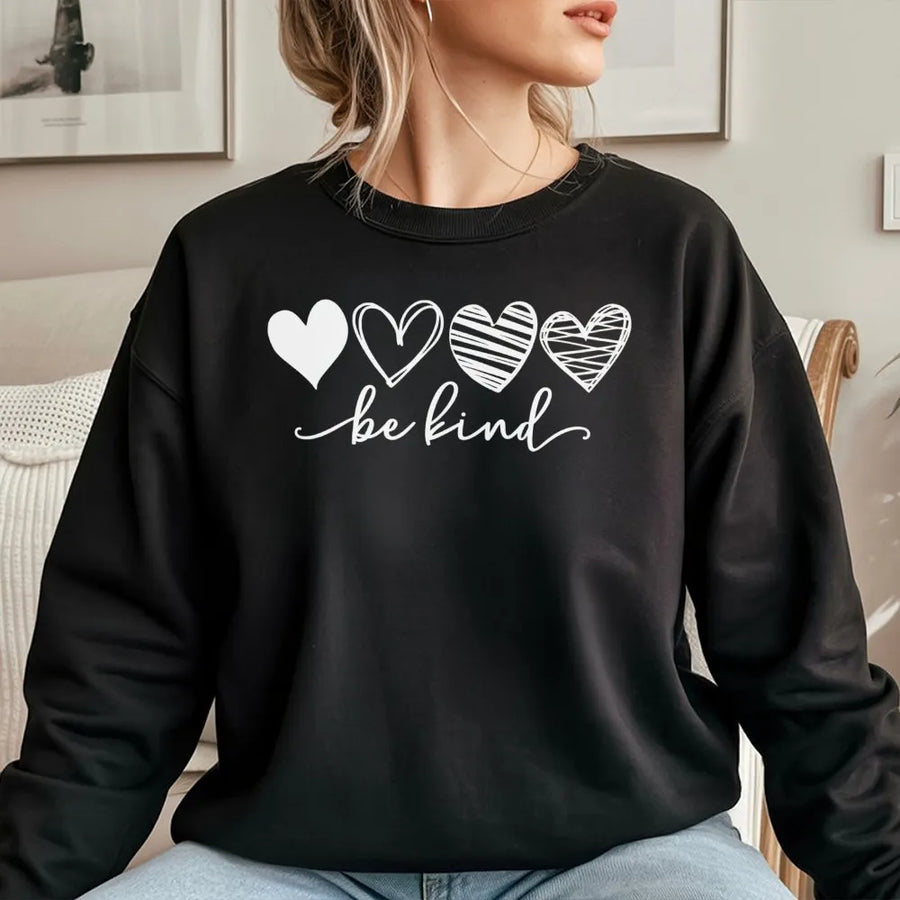 Be Kind Sweatshirt | Motivational Heart Graphic Design | Premium Cotton Blend | Unisex Inspirational Gift for Positivity