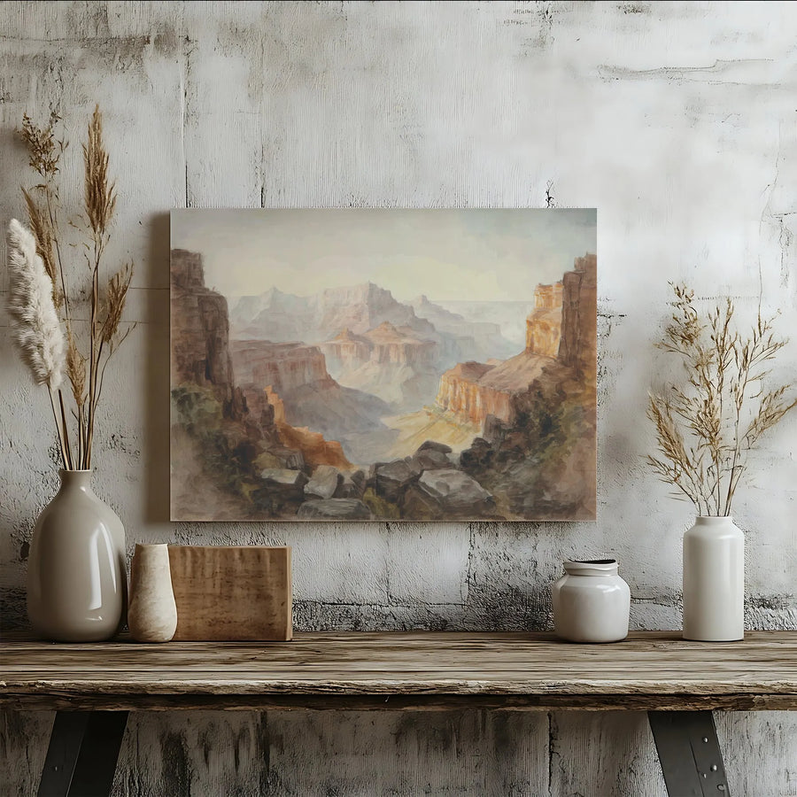 Grand Canyon Wall Art | Watercolor Landscape Painting Print | Premium Gallery Wrapped Canvas | National Park Decor for Nature Lovers