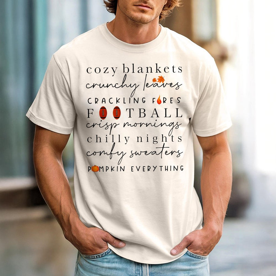 Fall Vibes Football T-Shirt | Cozy Aesthetic Autumn Design | Premium 100% Soft Cotton | Cute Seasonal Gift for Football Fans and Women