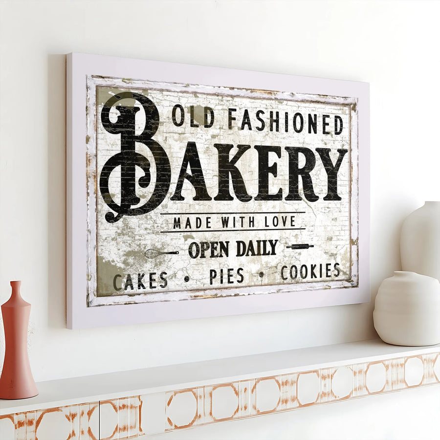 Vintage Bakery Sign Canvas Print | Distressed Farmhouse Style | Premium Gallery Wrapped Canvas | Kitchen & Dining Room Decor Gift