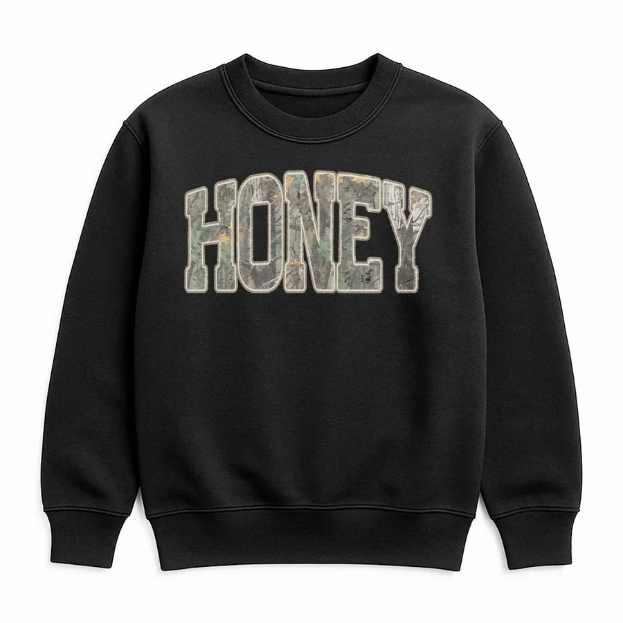 Honey Camo Sweatshirt | Retro Western Graphic Pullover | Soft Cotton Blend | Unique Country Girl Gift, Southern Apparel