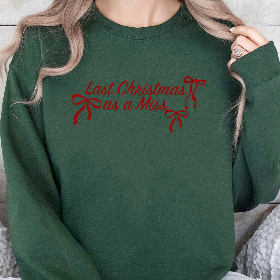 Last Christmas As A Miss Sweatshirt | Cute Bridal Holiday Sweater | Premium Cotton Blend | Gift For Future Mrs Bride To Be Engagement Outfit