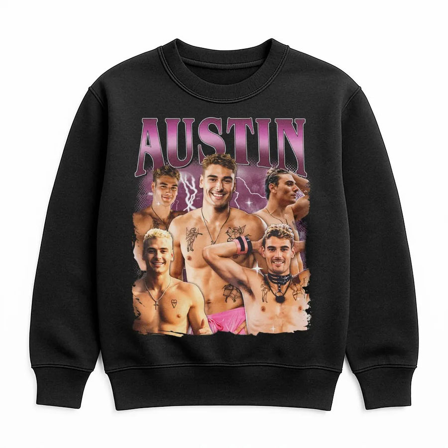 Austin Reality TV Star Sweatshirt | Vintage 90s Bootleg Graphic | Premium Cotton Blend | Funny Fan Birthday Gift for Her and Him
