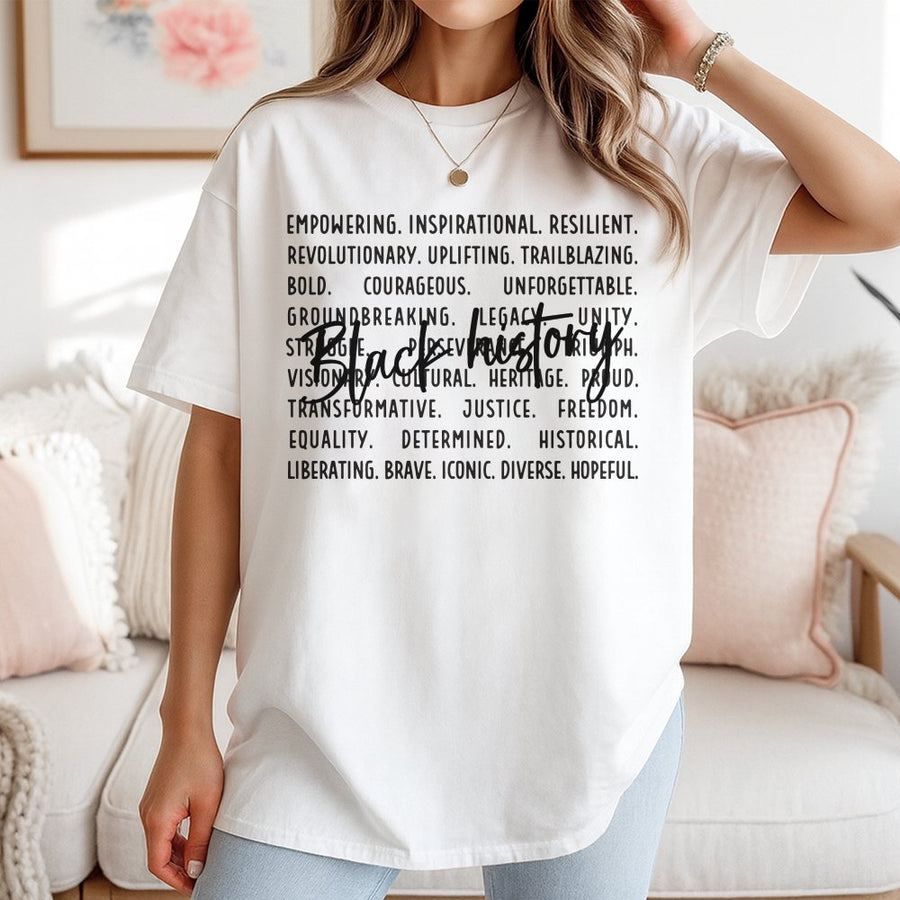 Black History Month T-Shirt | Inspirational Word Cloud Graphic Tee | 100% Soft Cotton Premium Quality | Unifying Apparel for Equality and Pride
