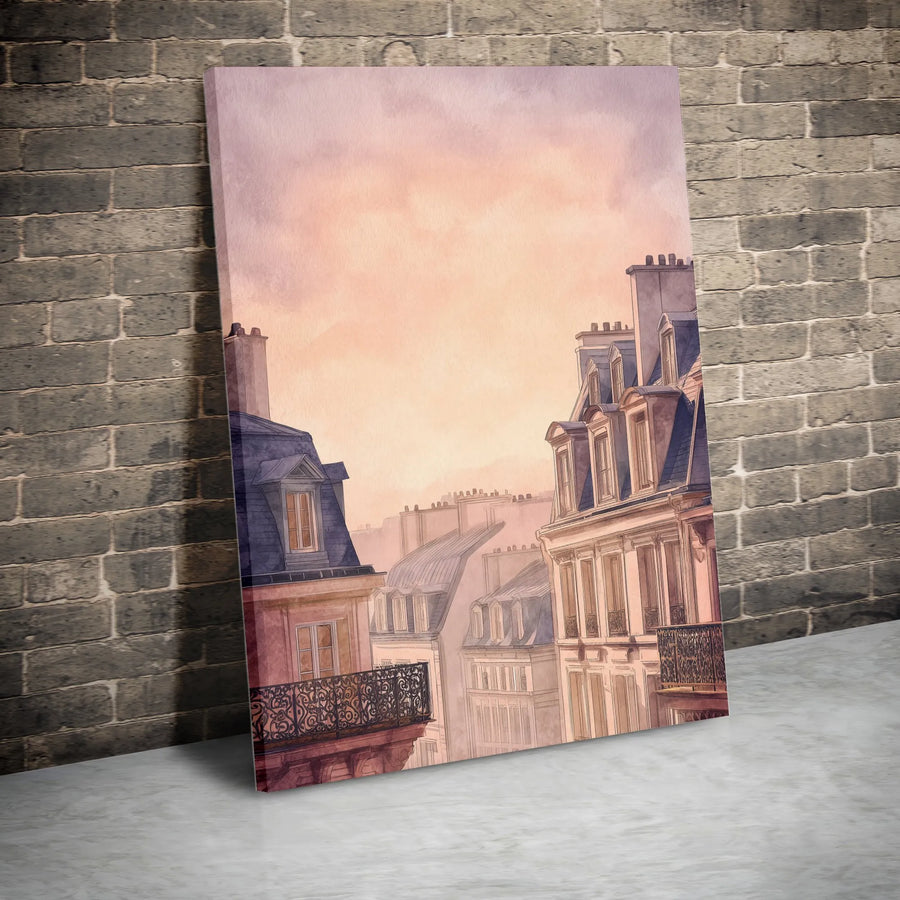 Parisian Rooftops Canvas Print | Watercolor Paris Cityscape Art | Premium Thick Gallery Wrap | French Inspired Home Decor Gift