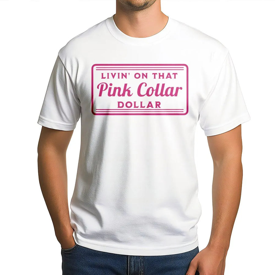 Pink Collar Dollar Graphic T-Shirt | Retro Western Typography Design | 100% Cotton Premium Tee | Country Girl Gift For Women