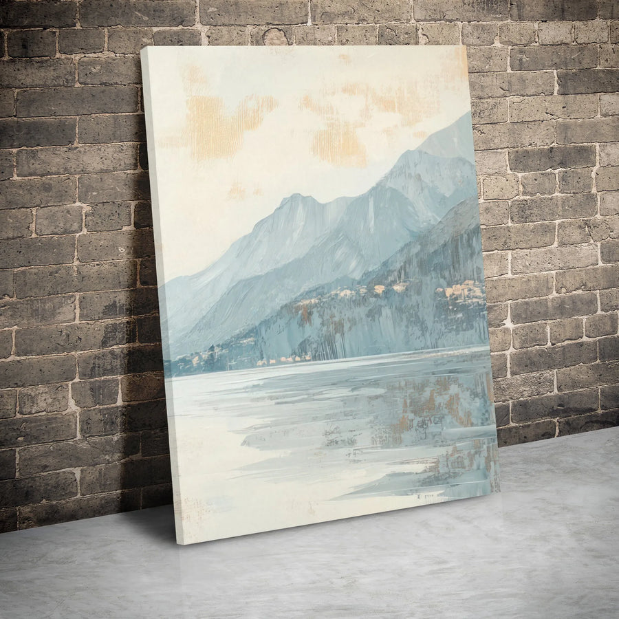 Abstract Mountain Landscape Canvas Art | Serene Lake Reflection Wall Decor | Premium 1.25" Gallery Wrap | Modern Home & Office Interior Accent
