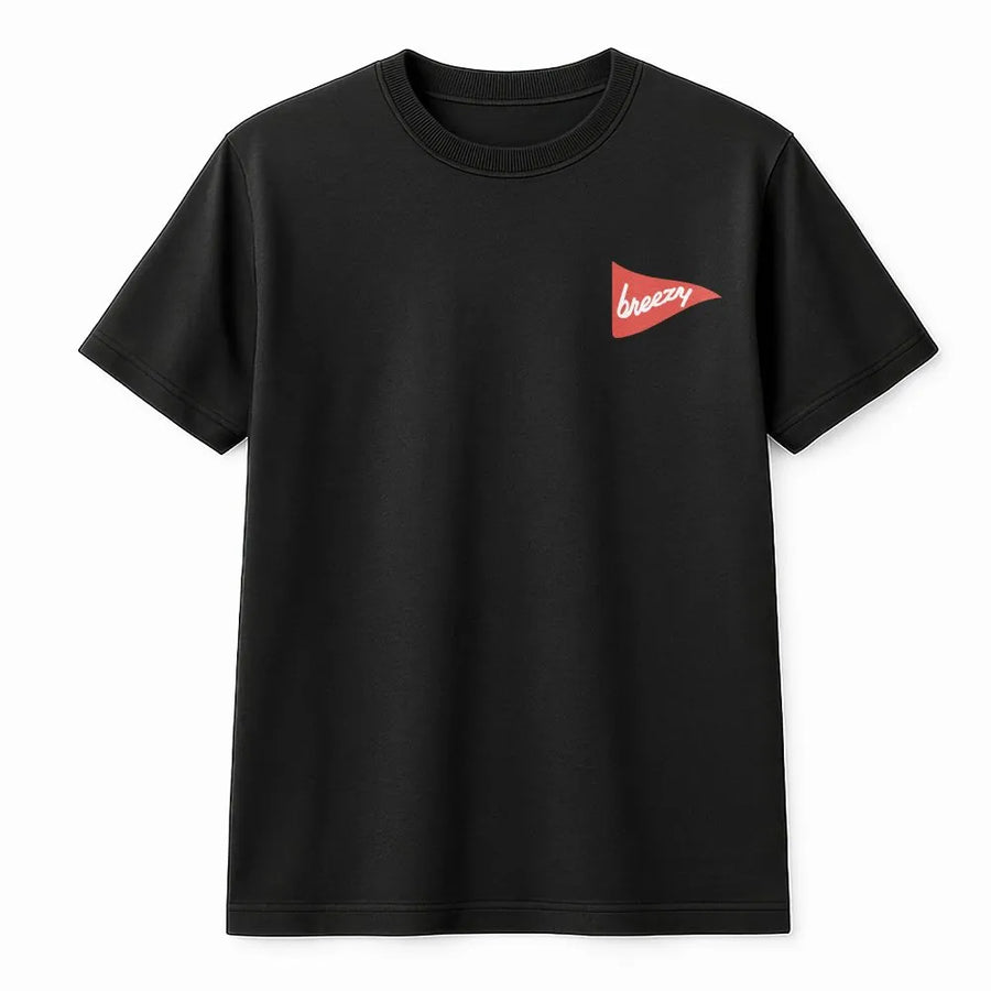 Minimalist Breezy T-Shirt | Small Pennant Logo Sweatshirt | Premium Cotton Blend | Unisex Casual Loungewear Gift
