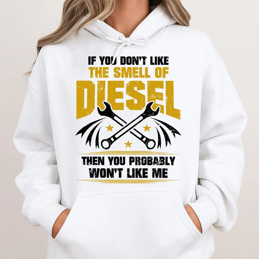 Diesel Mechanic Hoodie | Funny Smell Of Diesel Slogan | Soft Cotton Graphic Tee | Gift for Trucker Dad Husband