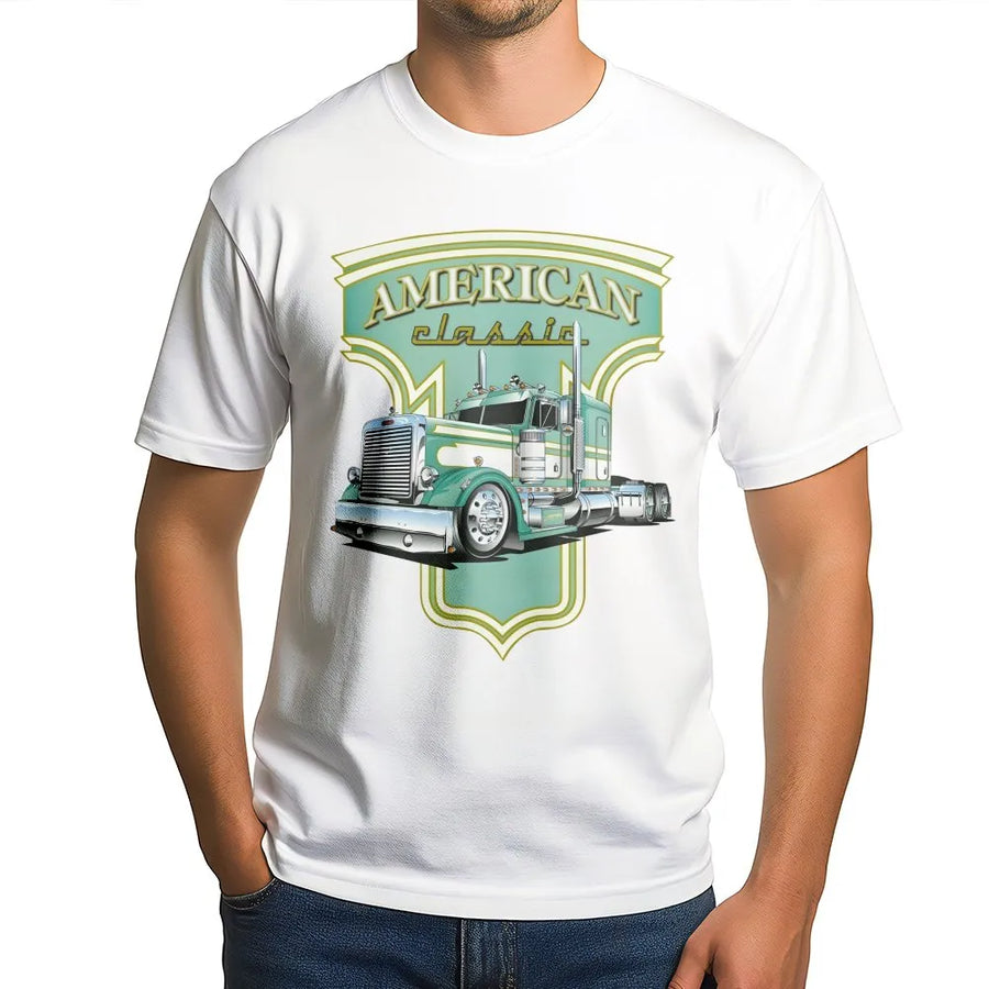 American Classic Semi Truck T-Shirt | Retro Big Rig Graphic Tee | Premium Cotton Casual Wear | Perfect Gift for Truck Drivers and Enthusiasts