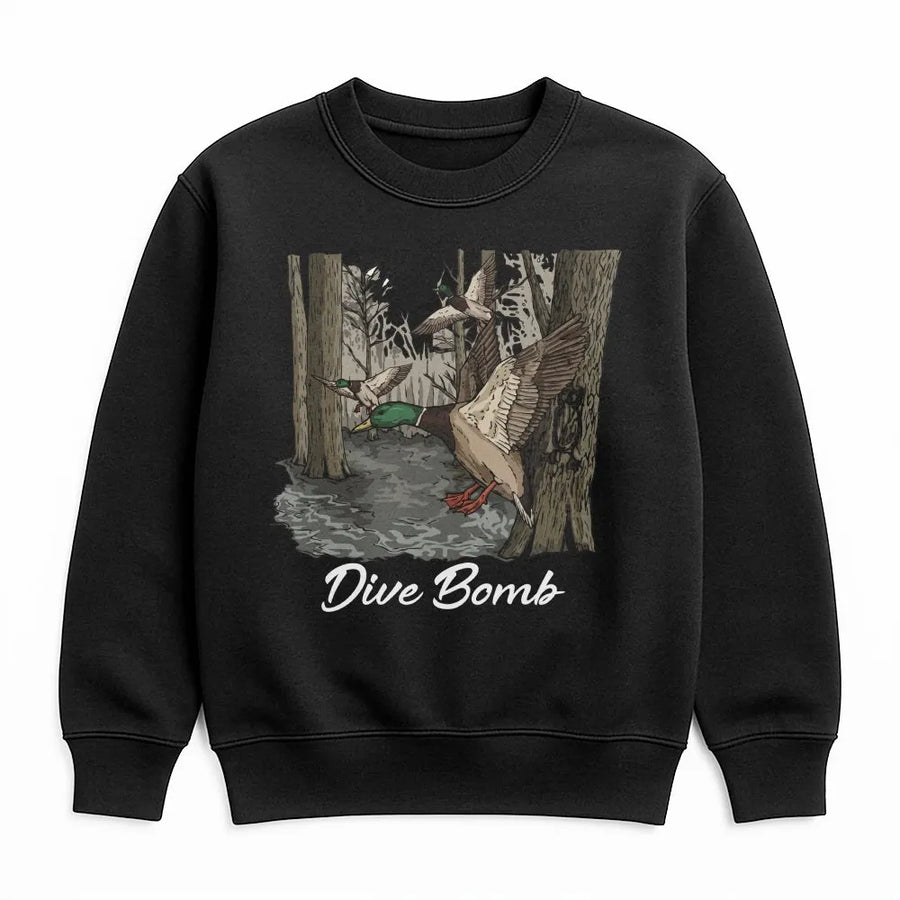 Dive Bomb Duck Hunting Sweatshirt | Funny Waterfowl Graphic Pullover | Premium Cotton Blend | Gift for Hunter and Outdoorsman