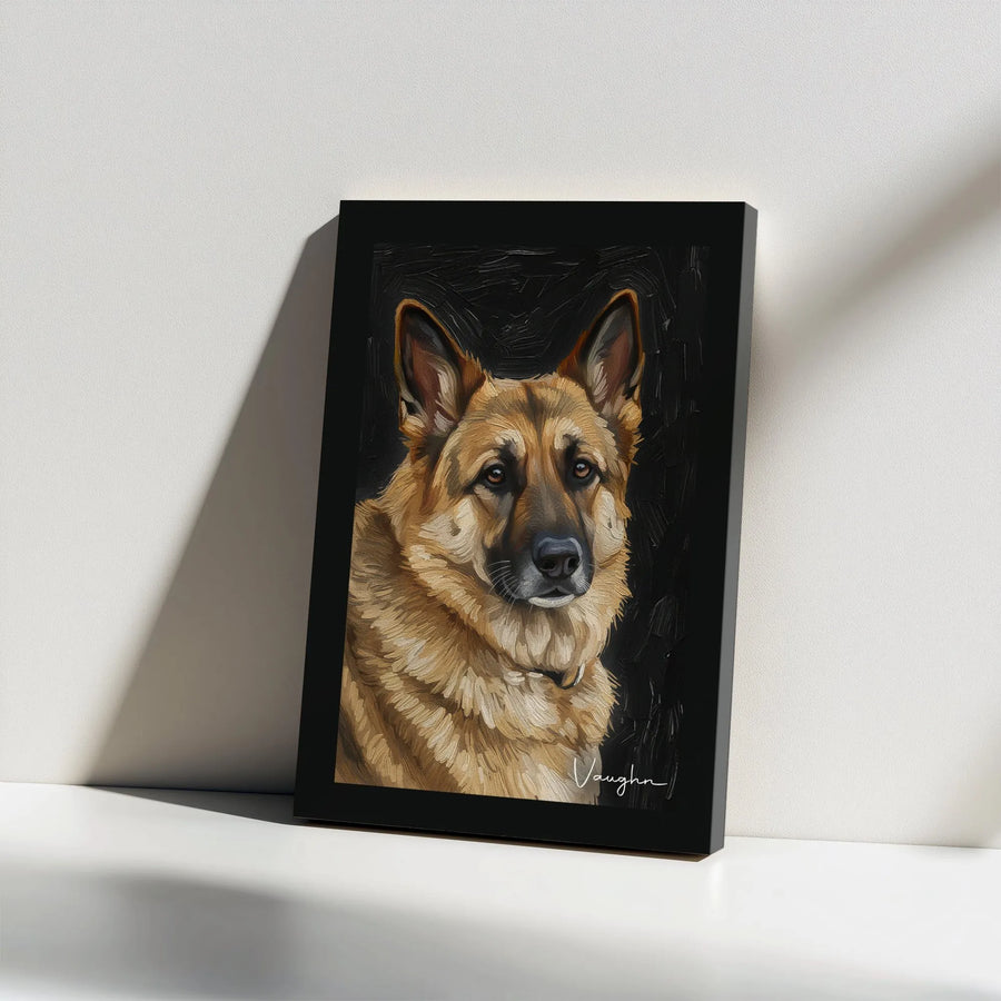 German Shepherd Canvas Wall Art | Textured Digital Dog Portrait | Premium Thick Gallery Wrap | Gift for Pet Lover