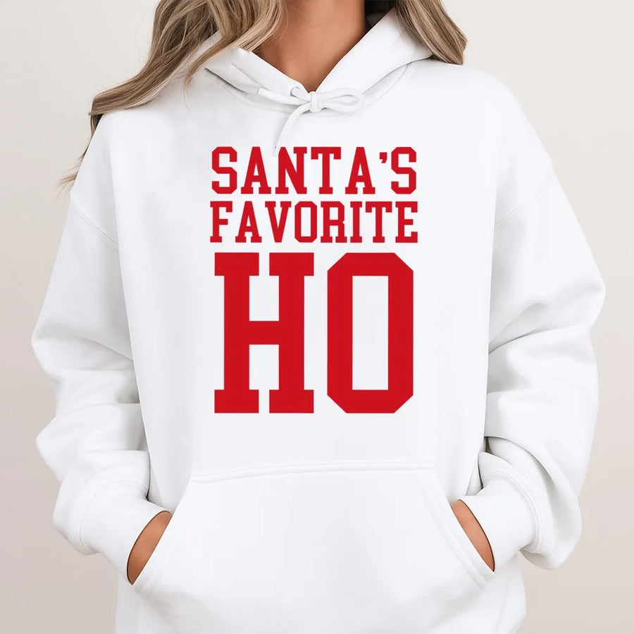 Santa's Favorite Ho Hoodie | Funny Christmas Party Sweatshirt | Premium Cotton Blend | Sassy Holiday Gift For Her
