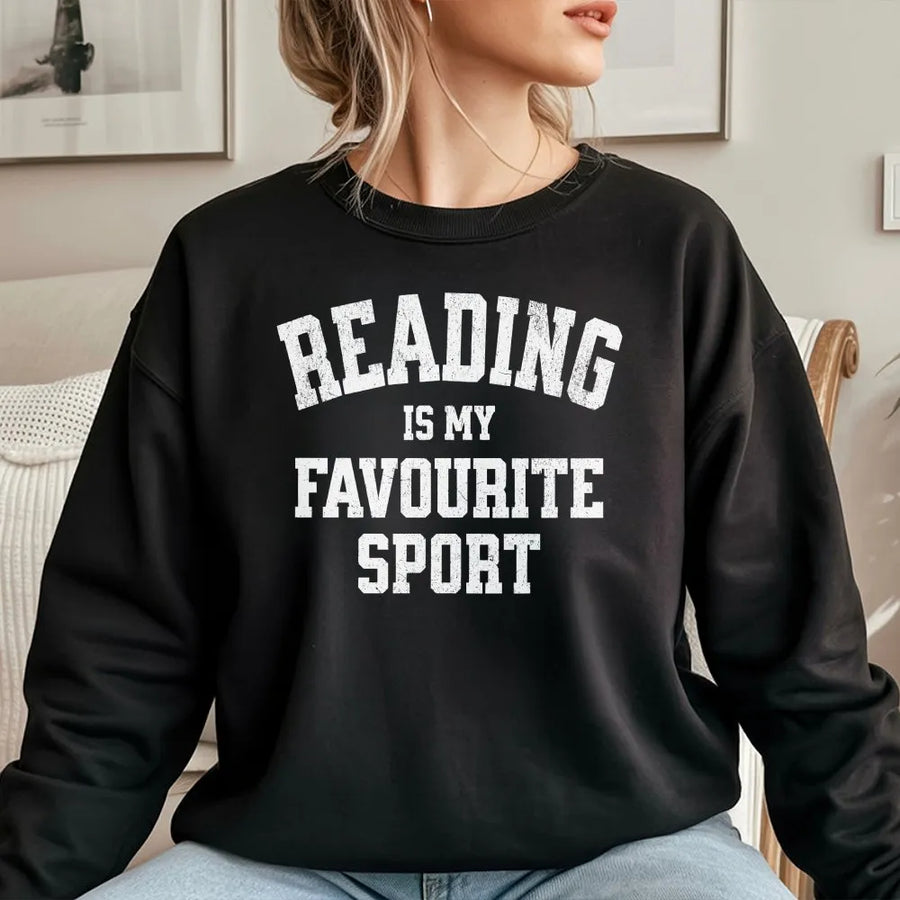 Reading Is My Favourite Sport Sweatshirt | Funny Book Lover Graphic | Premium Cotton Blend | Gift for Readers, Book Club, Librarians, Teachers