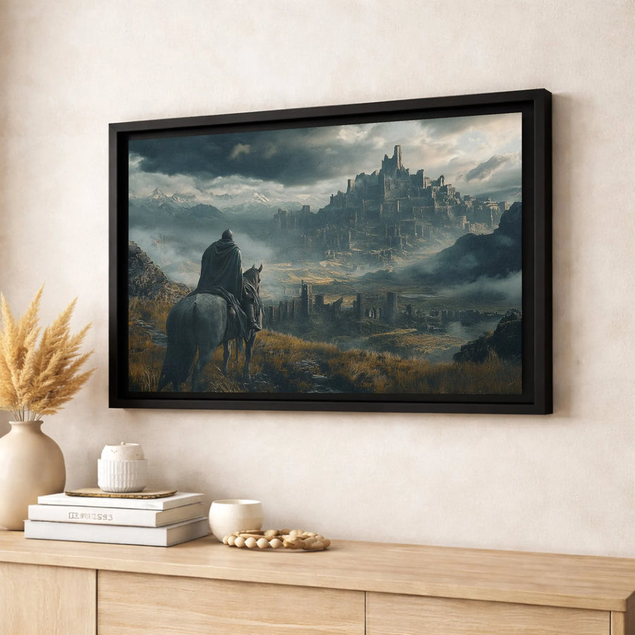 Dark Fantasy Knight Wall Art | Epic Castle Landscape Canvas Print | Premium Gallery-Wrapped Decor | Gift For Medieval Fantasy Lovers