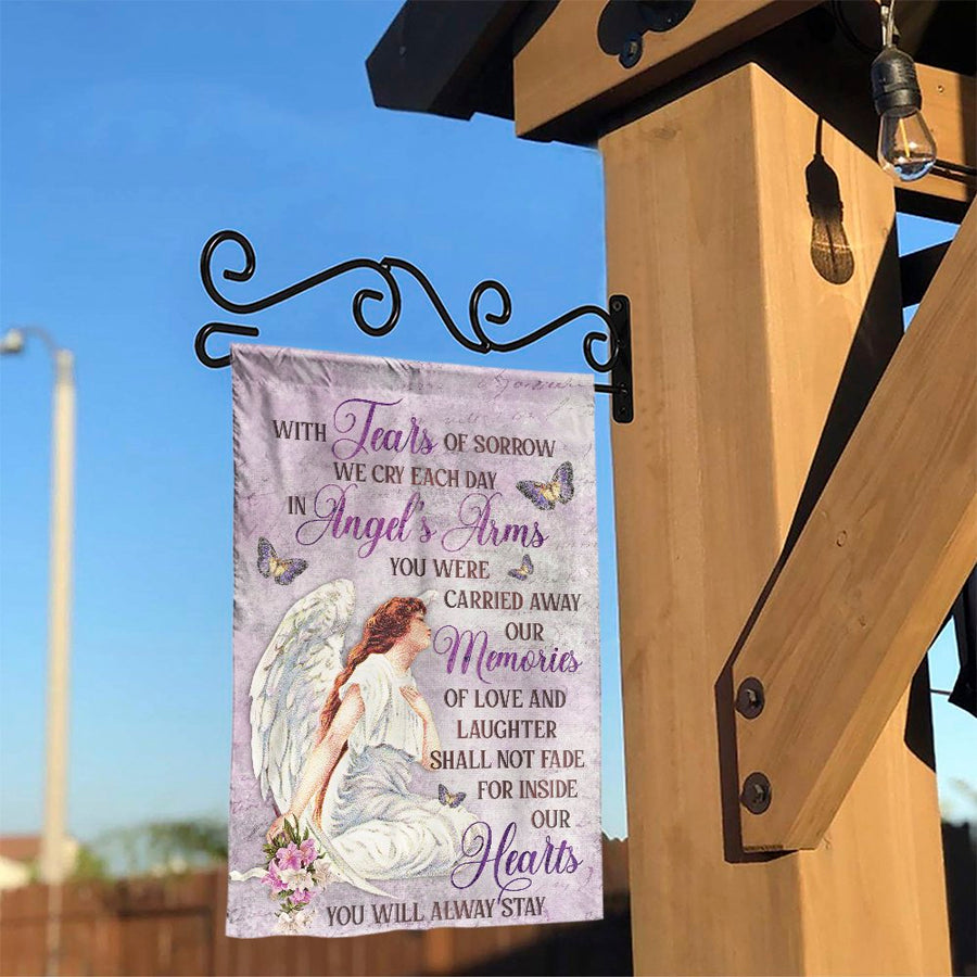 Memorial Garden Flag | Angel Sympathy Design With In Loving Memory Quote | Premium Durable Polyester | Thoughtful Bereavement Gift For Loss Of Loved One