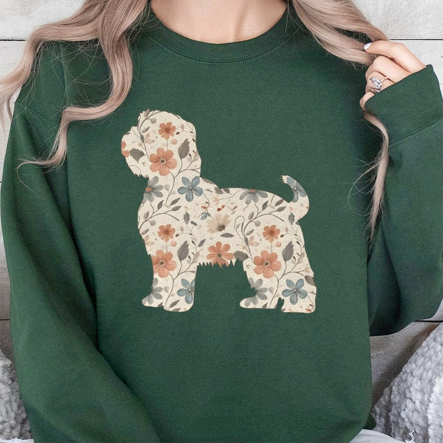 Shih Tzu Wildflower Sweatshirt | Floral Dog Art Graphic Pullover | Premium Cotton Blend Cozy Crewneck | Perfect Gift For Dog Mom Puppy Owners