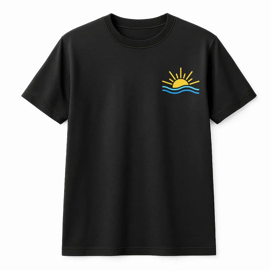Summer Beach T-Shirt | Minimalist Sun and Wave Graphic | Premium Soft Cotton Blend | Cozy Vacation Crewneck Gift for Her