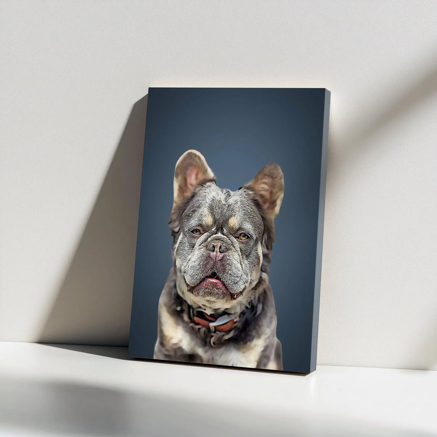 French Bulldog Canvas Wall Art | Realistic Merle Dog Portrait | Premium Gallery Wrap Decor | Unique Pet Lover Gift