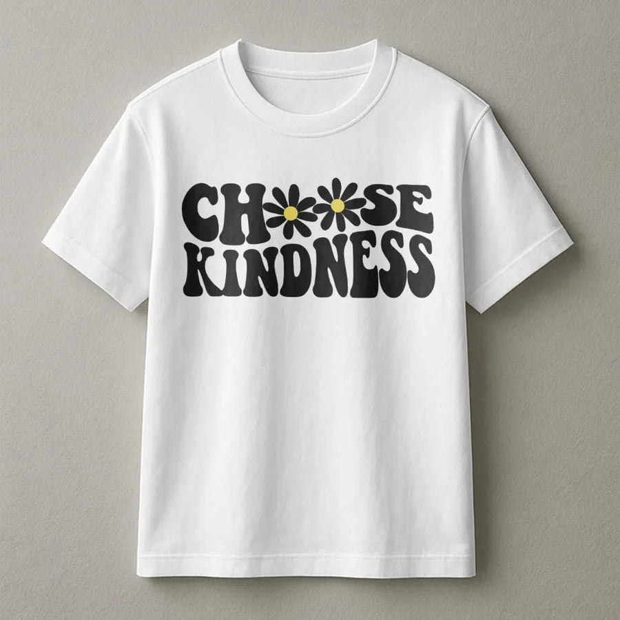 Choose Kindness T-Shirt | Retro Daisy Flower Graphic | 100% Premium Cotton Tee | Positivity Gift for Teachers and Students