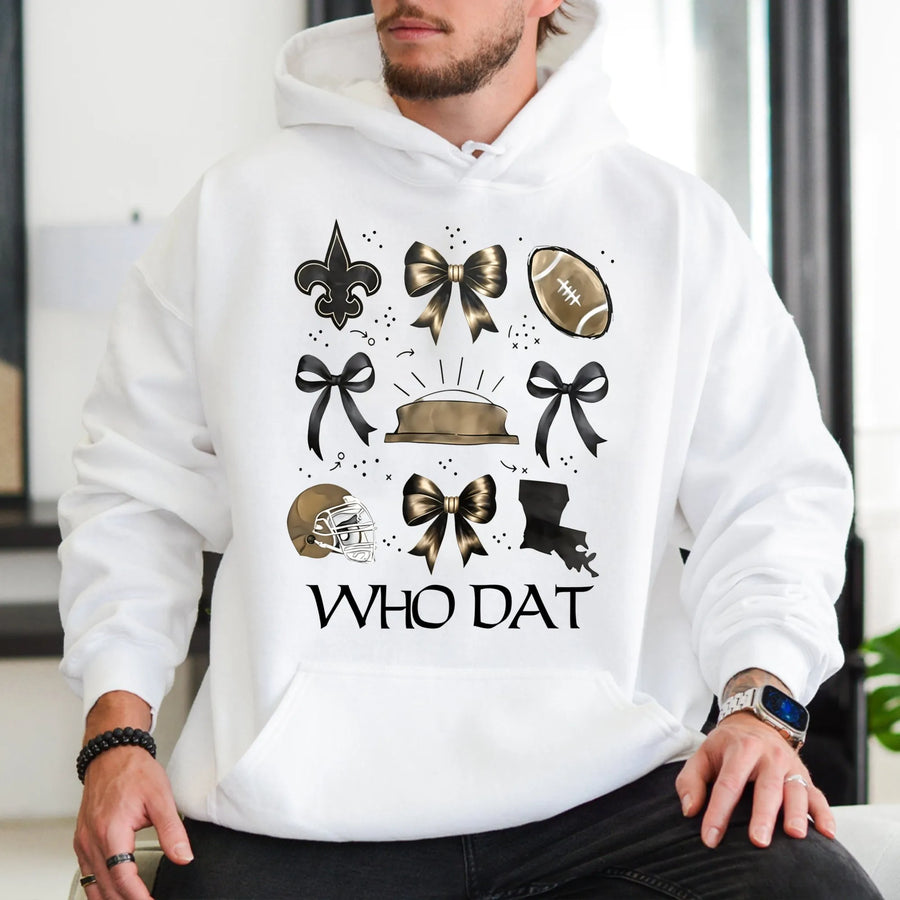 New Orleans Who Dat,Saints Football Hoodie,Game Day,Louisiana Pride Outfit,Retro Sports Apparel,Unisex