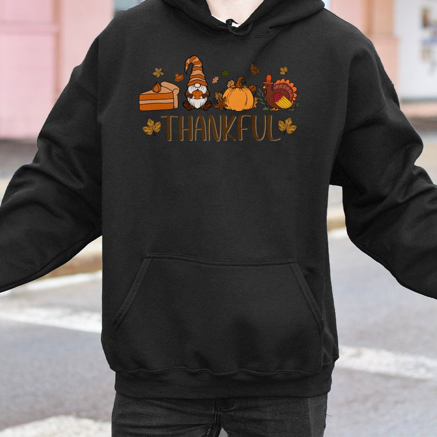 Thankful Gnome Fall Hoodie | Thanksgiving Pumpkin Turkey Design | Premium Cotton Blend | Cozy Autumn Gift for Women and Men