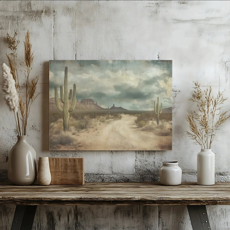 Desert Saguaro Cactus Wall Art | Rustic Southwestern Landscape Print | Premium 1.25-Inch Gallery Canvas | Western Home Decor Gift