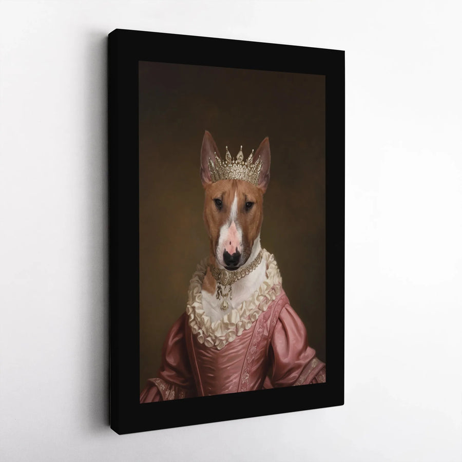 Bull Terrier Queen Canvas Art | Funny Renaissance Pet Portrait | Premium Gallery Wrapped Canvas | Gift for Bull Terrier Owner